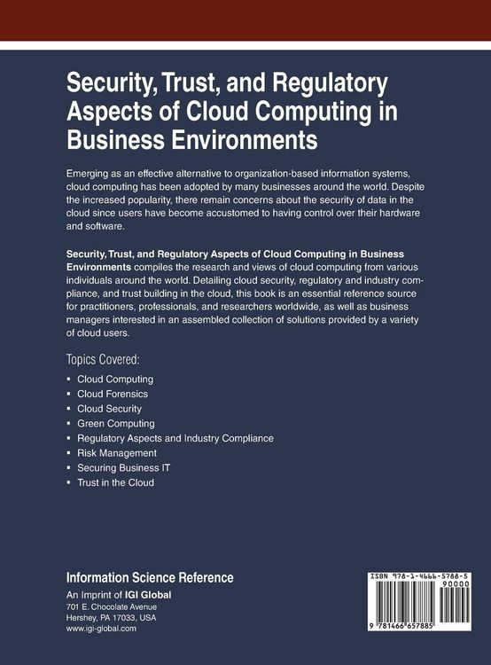 Produktbild: Security, Trust, and Regulatory Aspects of Cloud Computing in Business Environments