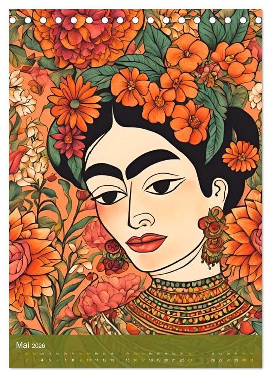 Produktbild: Gefangen in Normen. Frida Kahlo inspiriert. Flor de mi alma (Tischkalender 2026 DIN A5 hoch), CALVENDO Monatskalender