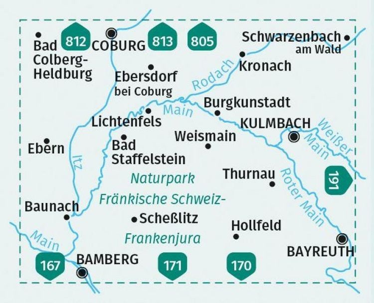 Produktbild: KOMPASS Wanderkarte 165 N&ouml;rdliche Fr&auml;nkische Schweiz, Bayreuth, Bamberg, Coburg 1:50.000