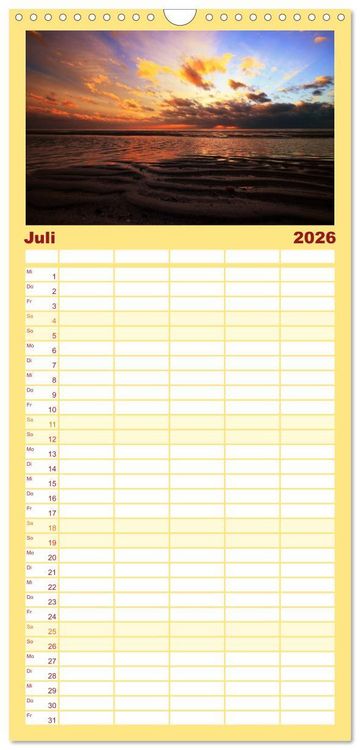 Produktbild: Familienplaner 2026 - Nordseebad Wremen - Strandimpressionen mit 5 Spalten (Wandkalender, 21 x 45 cm) CALVENDO