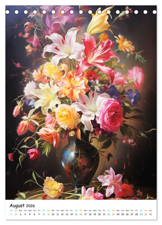 Produktbild: Blossoms & Vases (Desk Calendar 2026 DIN A5 portrait), CALVENDO 12 Month DeskCalendar