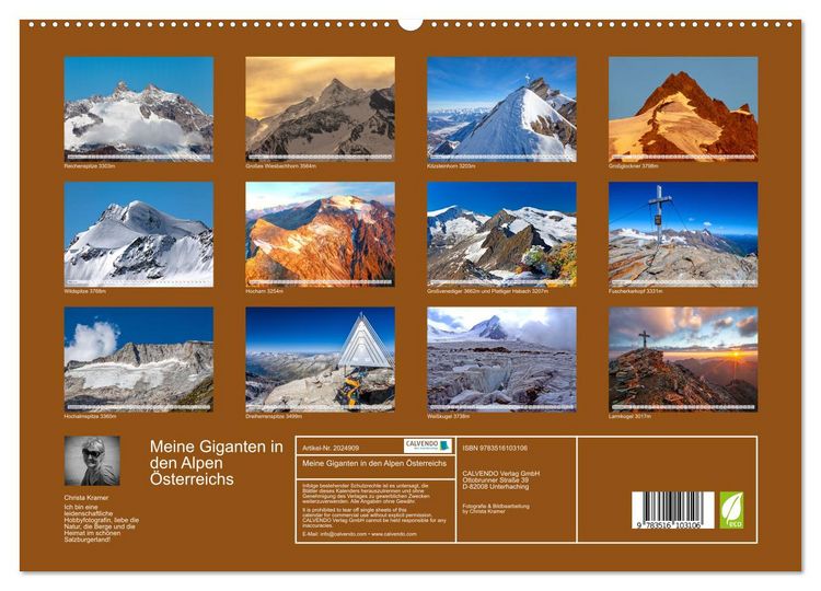 Produktbild: Meine Giganten in den Alpen &Ouml;sterreichs (hochwertiger Premium Wandkalender 2026 DIN A2 quer), Kunstdruck in Hochglanz