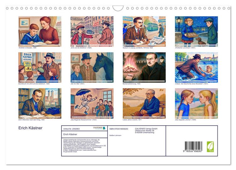 Produktbild: Erich K&auml;stner (Wandkalender 2026 DIN A3 quer), CALVENDO Monatskalender