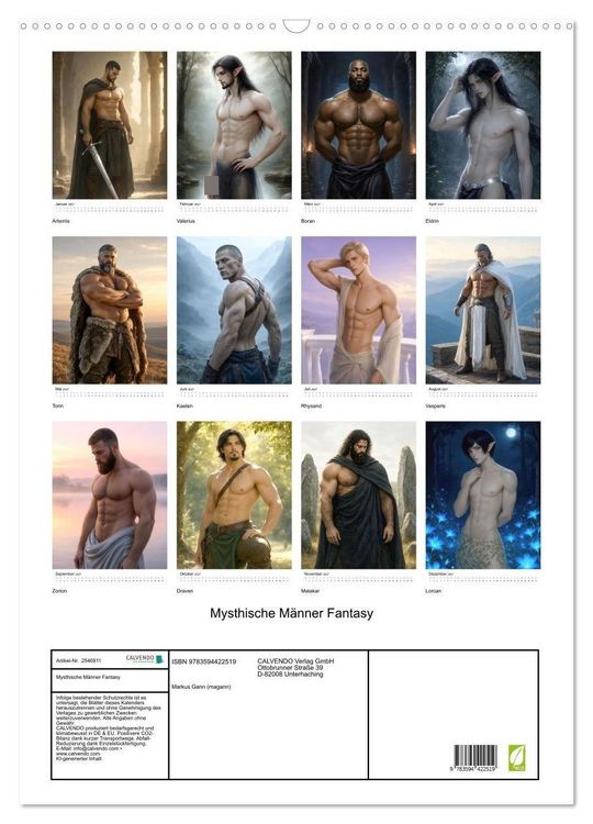 Produktbild: Mysthische M&auml;nner Fantasy (Wandkalender 2027 DIN A2 hoch), CALVENDO Monatskalender