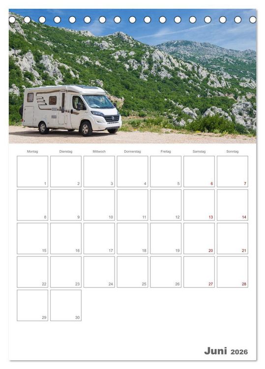 Produktbild: Wohnmobil Jahresplaner (Tischkalender 2026 DIN A5 hoch), CALVENDO Monatskalender