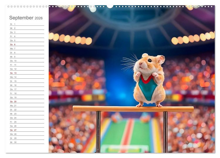 Produktbild: Hamster Olympiade - Der flauschigste Wettkampf des Jahres (hochwertiger Premium Wandkalender 2026 DIN A2 quer), Kunstdruck in Hochglanz
