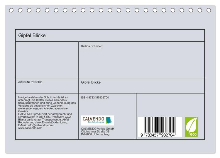 Produktbild: Gipfel Blicke (Tischkalender 2026 DIN A5 quer), CALVENDO Monatskalender