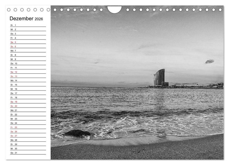 Produktbild: Barcelona Schwarz / Wei&szlig; Impressionen (Wandkalender 2026 DIN A4 quer), CALVENDO Monatskalender