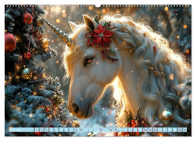 Produktbild: Zwischen Glitzer und Fantasie-Einh&ouml;rner durchs Jahr (hochwertiger Premium Wandkalender 2026 DIN A2 quer), Kunstdruck in Hochglanz