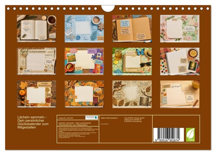 Produktbild: L&auml;cheln sammeln - Dein pers&ouml;nlicher Gl&uuml;ckskalender zum Mitgestalten (Wandkalender 2027 DIN A4 quer), CALVENDO Monatskalender