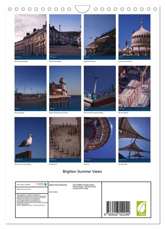 Produktbild: Brighton Summer Views (Wall Calendar 2026 DIN A4 portrait), CALVENDO 12 Month Wall Calendar