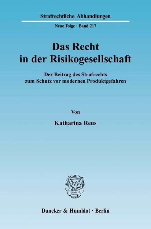Produktbild: Das Recht in der Risikogesellschaft.