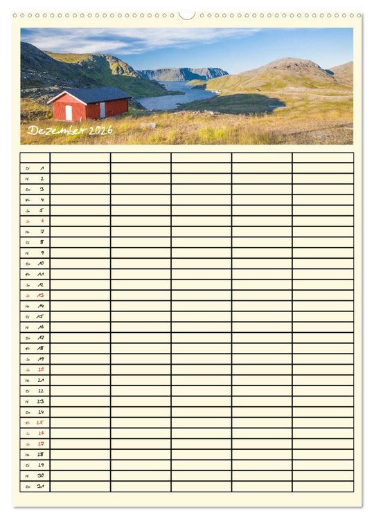 Produktbild: Urlaubsparadiese - Familienplaner (hochwertiger Premium Wandkalender 2026 DIN A2 hoch), Kunstdruck in Hochglanz