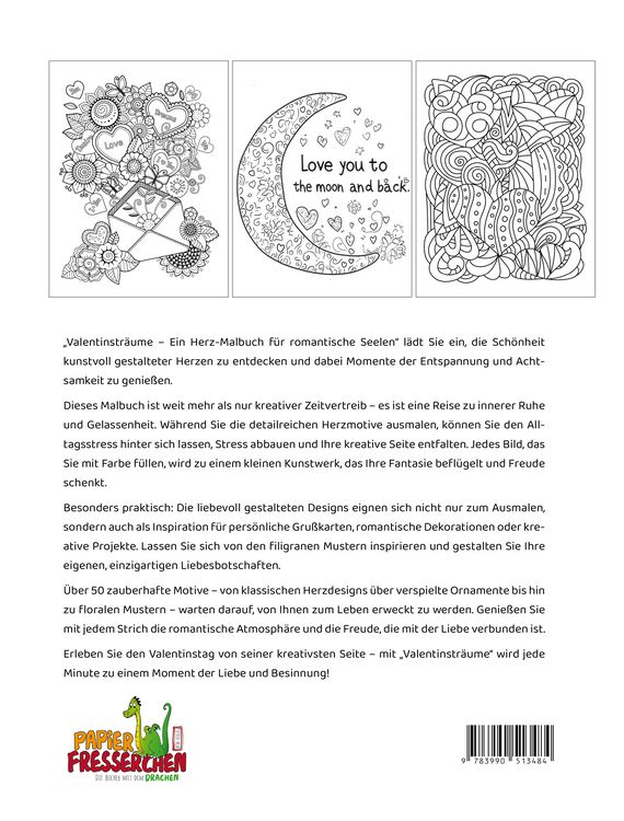 Produktbild: Valentinstr&auml;ume - Ein Herz-Malbuch f&uuml;r romantische Seelen