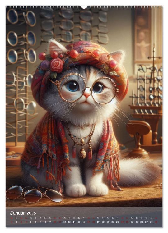 Produktbild: Katzen im Boho-Look - Ein Jahr voller Vielfalt und Charme mit niedlichen Samtpfoten (Wandkalender 2026 DIN A2 hoch), CALVENDO Monatskalender