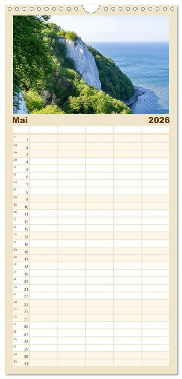 Produktbild: Familienplaner 2026 - Urlaubsparadies Insel R&uuml;gen mit 5 Spalten (Wandkalender, 21 x 45 cm) CALVENDO