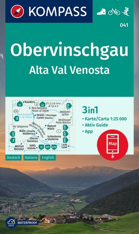 Produktbild: KOMPASS Wanderkarte 041 Obervinschgau / Alta Val Venosta 1:25.000