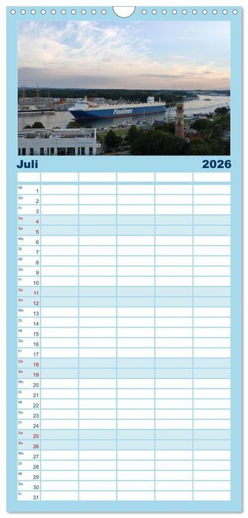 Produktbild: Familienplaner 2026 - Shipspotting Travem&uuml;nde mit 5 Spalten (Wandkalender, 21 x 45 cm) CALVENDO