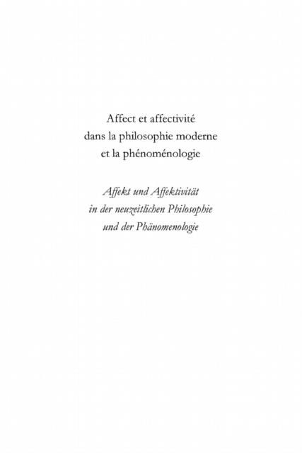 Produktbild: Affect et affectivite dans la philosophie moderne