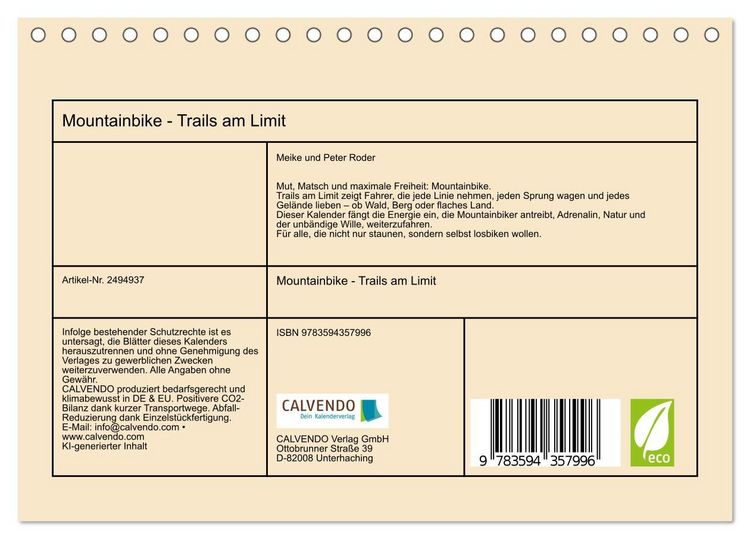 Produktbild: Mountainbike - Trails am Limit (Tischkalender 2027 DIN A5 quer), CALVENDO Monatskalender