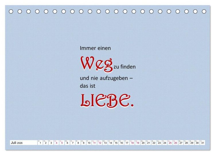 Produktbild: Zitate und Spr&uuml;che In Sachen LIEBE (Tischkalender 2026 DIN A5 quer), CALVENDO Monatskalender
