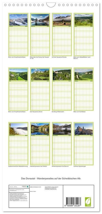 Produktbild: Familienplaner 2027 - Das Donautal - Wanderparadies auf der Schw&auml;bischen Alb mit 5 Spalten (Wandkalender, 21 x 45 cm) CALVENDO