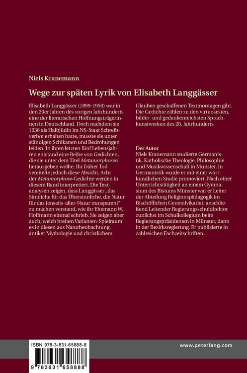 Produktbild: Wege zur sp&auml;ten Lyrik von Elisabeth Langg&auml;sser