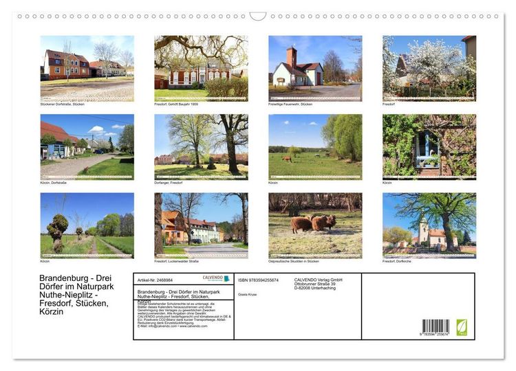 Produktbild: Brandenburg - Drei D&ouml;rfer im Naturpark Nuthe-Nieplitz - Fresdorf, St&uuml;cken, K&ouml;rzin (Wandkalender 2027 DIN A2 quer), CALVENDO Monatskalender