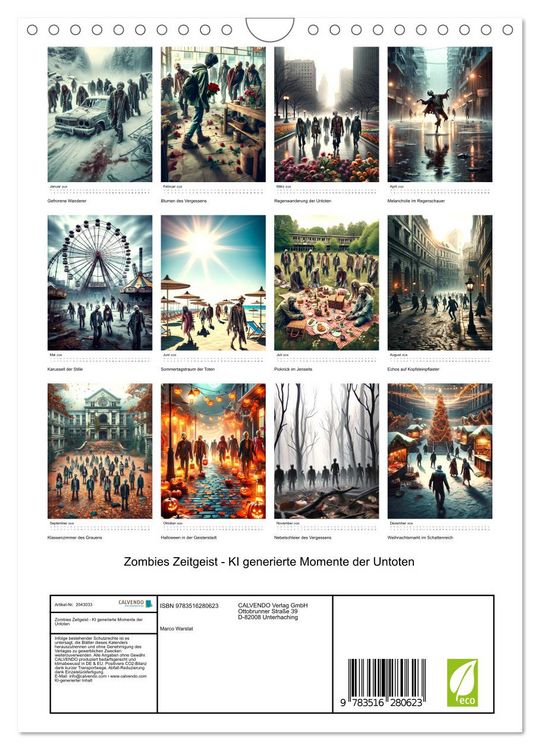 Produktbild: Zombies Zeitgeist - KI generierte Momente der Untoten (Wandkalender 2026 DIN A4 hoch), CALVENDO Monatskalender
