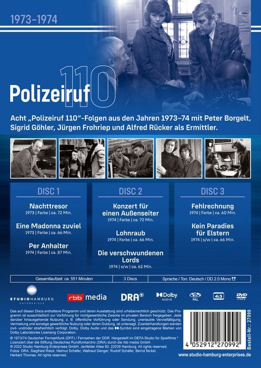 Produktbild: Polizeiruf 110 - Box 3 (DDR TV-Archiv) 3 DVDs mit Sammelrr&uuml;cken