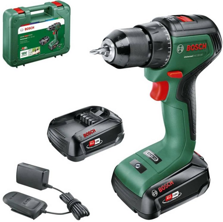 Produktbild: Bosch Home and Garden UniversalDrill 18V-60 06039D7001 Akku-Schrauber, Akku-Bohrschrauber 18 V 2.0 Ah Li-Ion inkl. Akku, inkl. Ladeger&auml;t