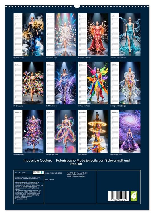 Produktbild: Impossible Couture - Futuristische Mode jenseits von Schwerkraft und Realit&auml;t (hochwertiger Premium Wandkalender 2027 DIN A2 hoch), Kunstdruck in Hochglanz