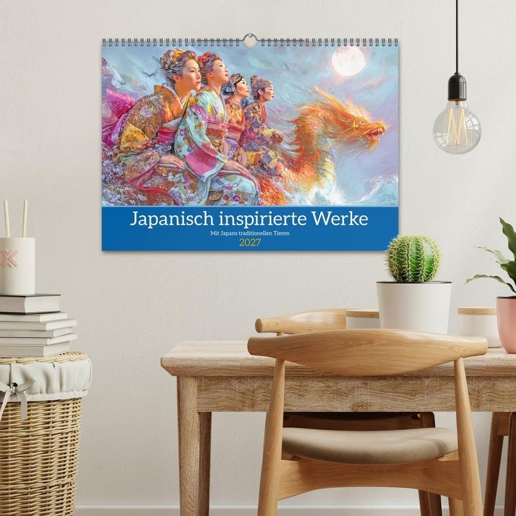 Produktbild: Japanisch inspirierte Werke - Mit Japans traditionellen Tieren (Wandkalender 2027 DIN A3 quer), CALVENDO Monatskalender