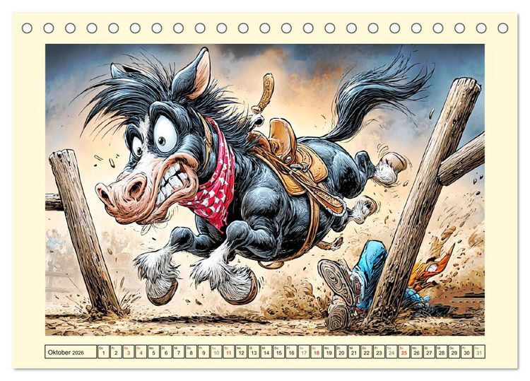 Produktbild: Wiehern garantiert. Der verr&uuml;ckte Pferde-Cartoon-Spa&szlig; (Tischkalender 2026 DIN A5 quer), CALVENDO Monatskalender