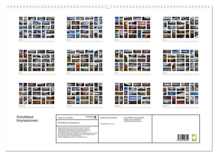 Produktbild: Schottland Impressionen (Wandkalender 2026 DIN A2 quer), CALVENDO Monatskalender