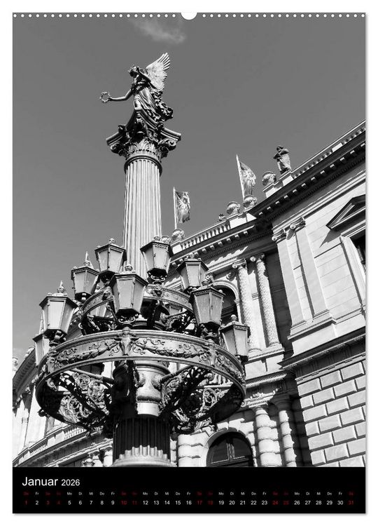 Produktbild: Prag - Die goldene Stadt in monochrom (hochwertiger Premium Wandkalender 2026 DIN A2 hoch), Kunstdruck in Hochglanz