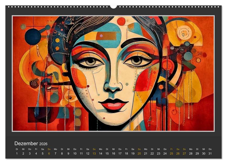 Produktbild: Frauenportr&auml;ts mit dekonstruktivem Ansatz (hochwertiger Premium Wandkalender 2026 DIN A2 quer), Kunstdruck in Hochglanz
