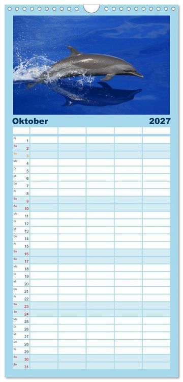 Produktbild: Familienplaner 2027 - Delfine und Wale mit 5 Spalten (Wandkalender, 21 x 45 cm) CALVENDO