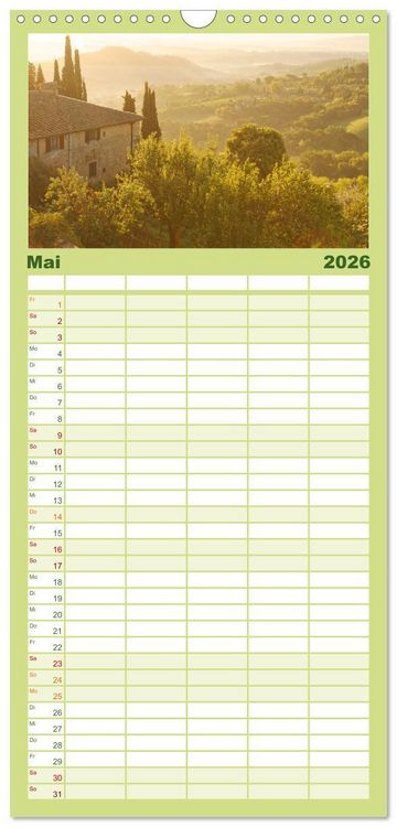 Produktbild: Familienplaner 2026 - Mediterraner Seelenfrieden mit 5 Spalten (Wandkalender, 21 x 45 cm) CALVENDO