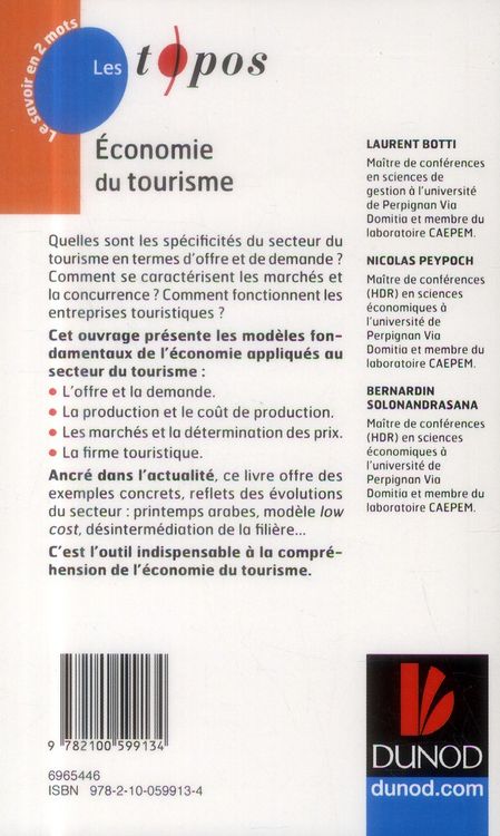 Produktbild: Economie du Tourisme