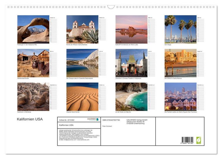 Produktbild: Kalifornien USA (Wandkalender 2026 DIN A2 quer), CALVENDO Monatskalender