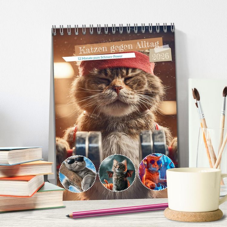 Produktbild: Katzen gegen Alltag (Tischkalender 2026 DIN A5 hoch), CALVENDO Monatskalender