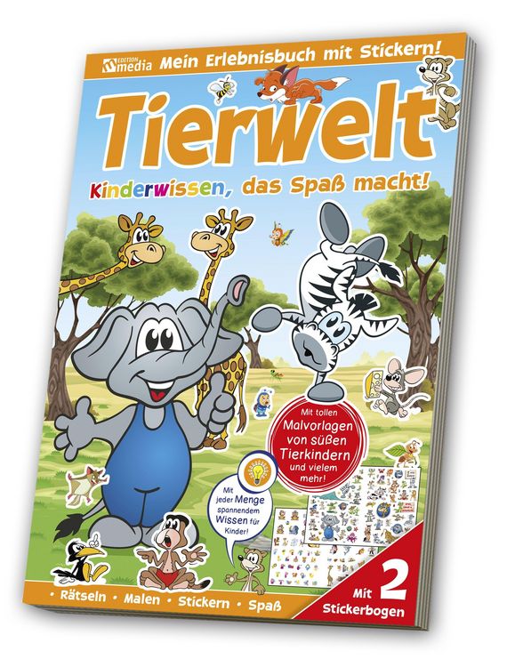Produktbild: Sticker-&Uuml;bungsbuch - Tierwelt Lernspa&szlig;
