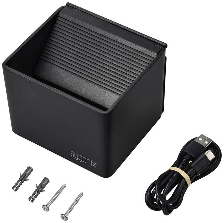 Produktbild: Sygonix SY-6053268 LED-Wandleuchte mit Bewegungsmelder LED LED fest eingebaut 2W Schwarz