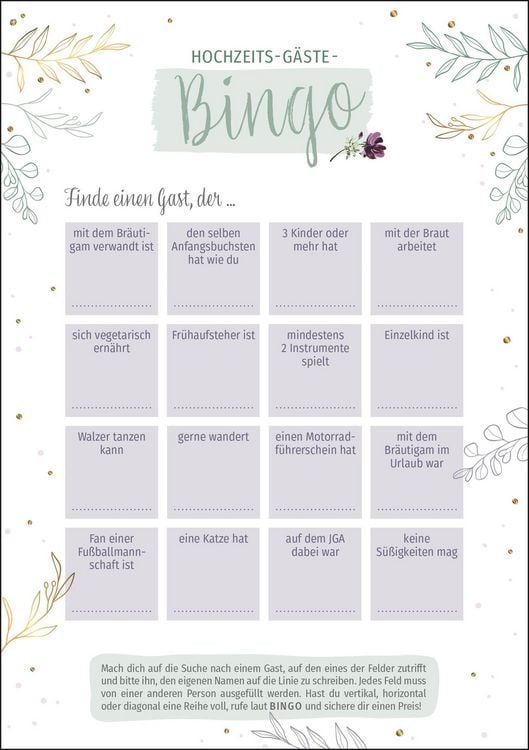 Produktbild: Hochzeits-G&auml;ste-Bingo