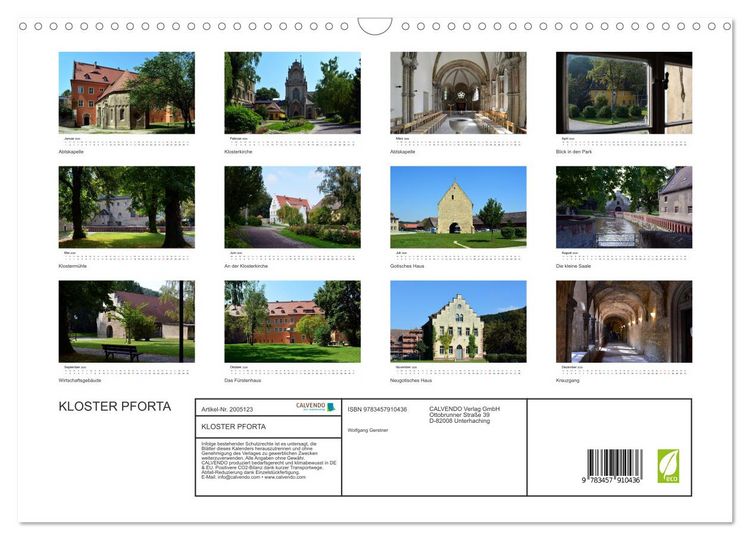 Produktbild: KLOSTER PFORTA (Wandkalender 2026 DIN A3 quer), CALVENDO Monatskalender