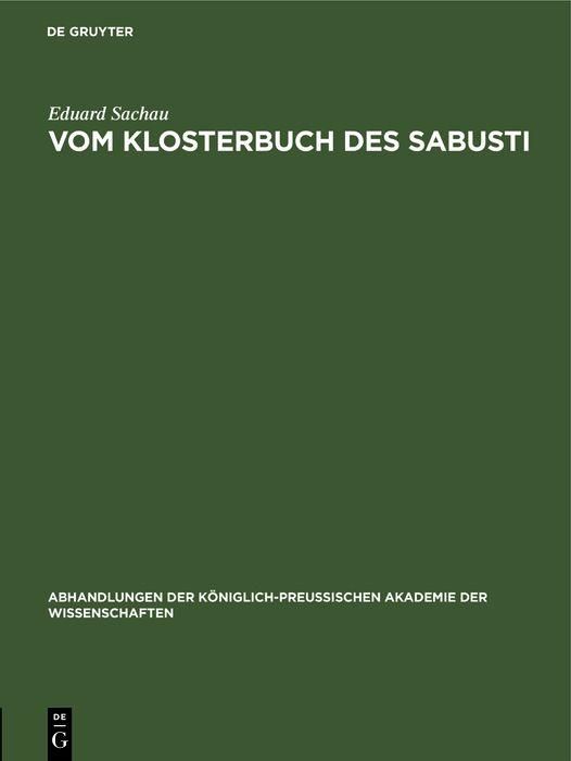 Produktbild: Vom Klosterbuch des Sabusti