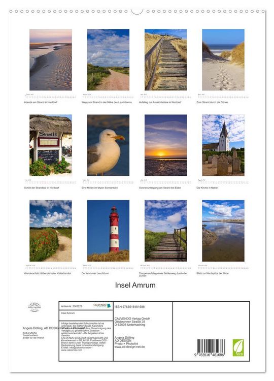 Produktbild: Insel Amrum (hochwertiger Premium Wandkalender 2026 DIN A2 hoch), Kunstdruck in Hochglanz