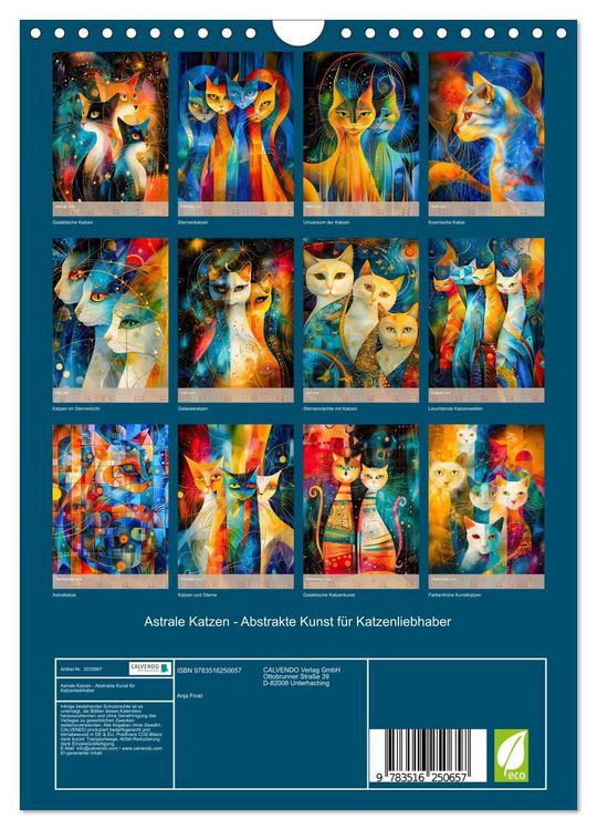 Produktbild: Astrale Katzen - Abstrakte Kunst f&uuml;r Katzenliebhaber (Wandkalender 2026 DIN A4 hoch), CALVENDO Monatskalender
