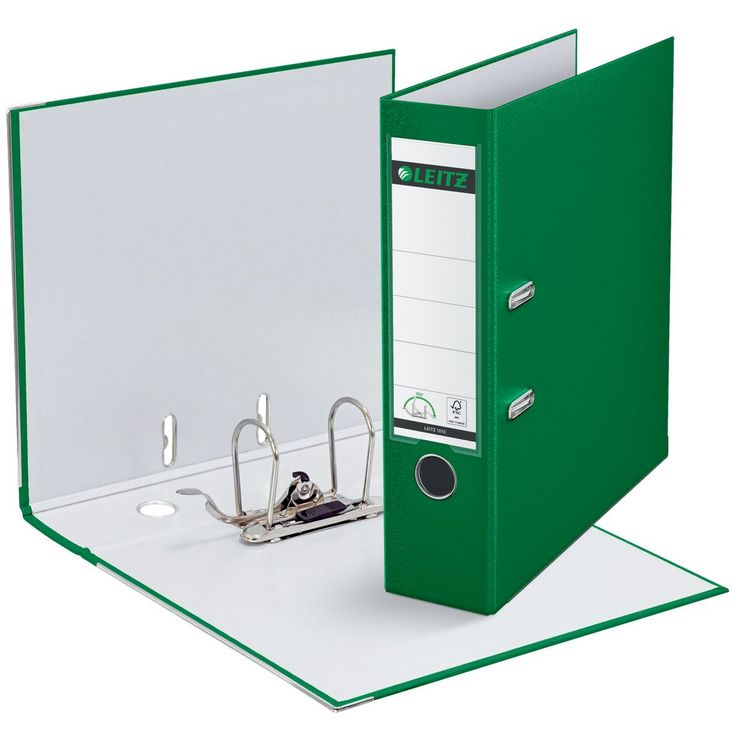Produktbild: Leitz Ordner 1010 DIN A4 R&uuml;ckenbreite: 80 mm Gr&uuml;n 2 B&uuml;gel 10105055